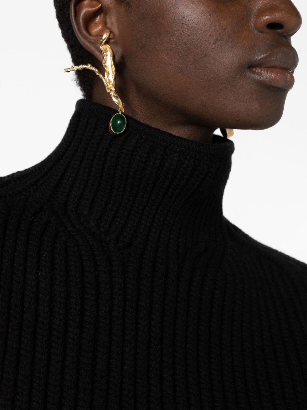 high-neck ribbed-knit jumper - 3