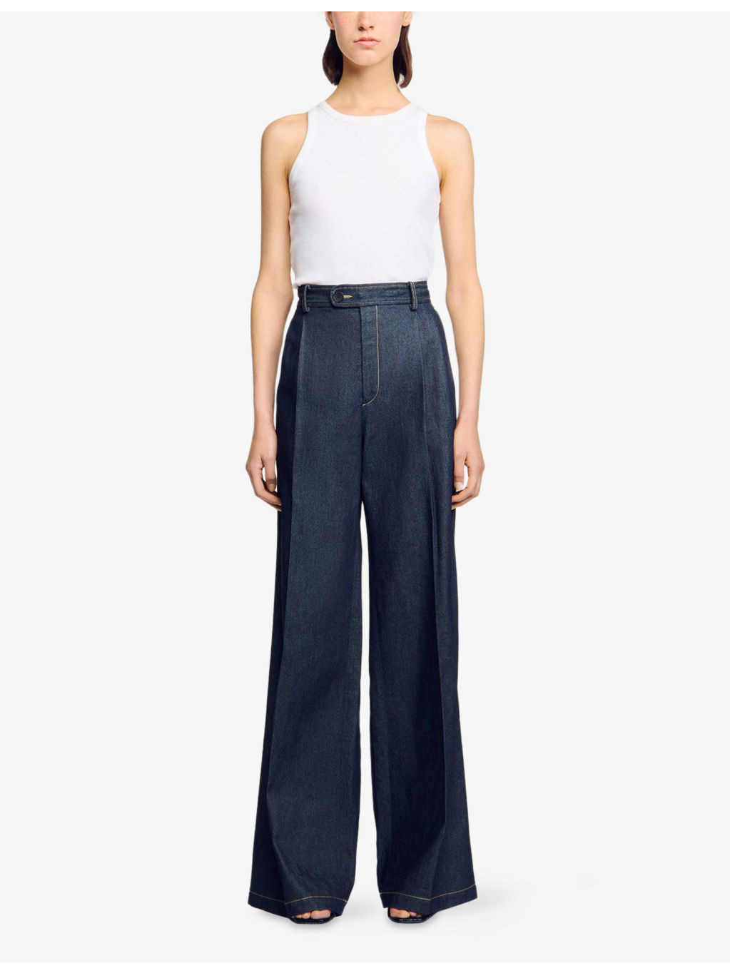 Wide-Leg High-Rise Denim Suit Trousers - 2