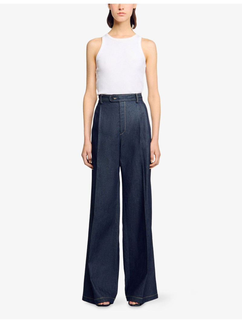 Sandro Wide-Leg High-Rise Denim Suit Trousers outlook