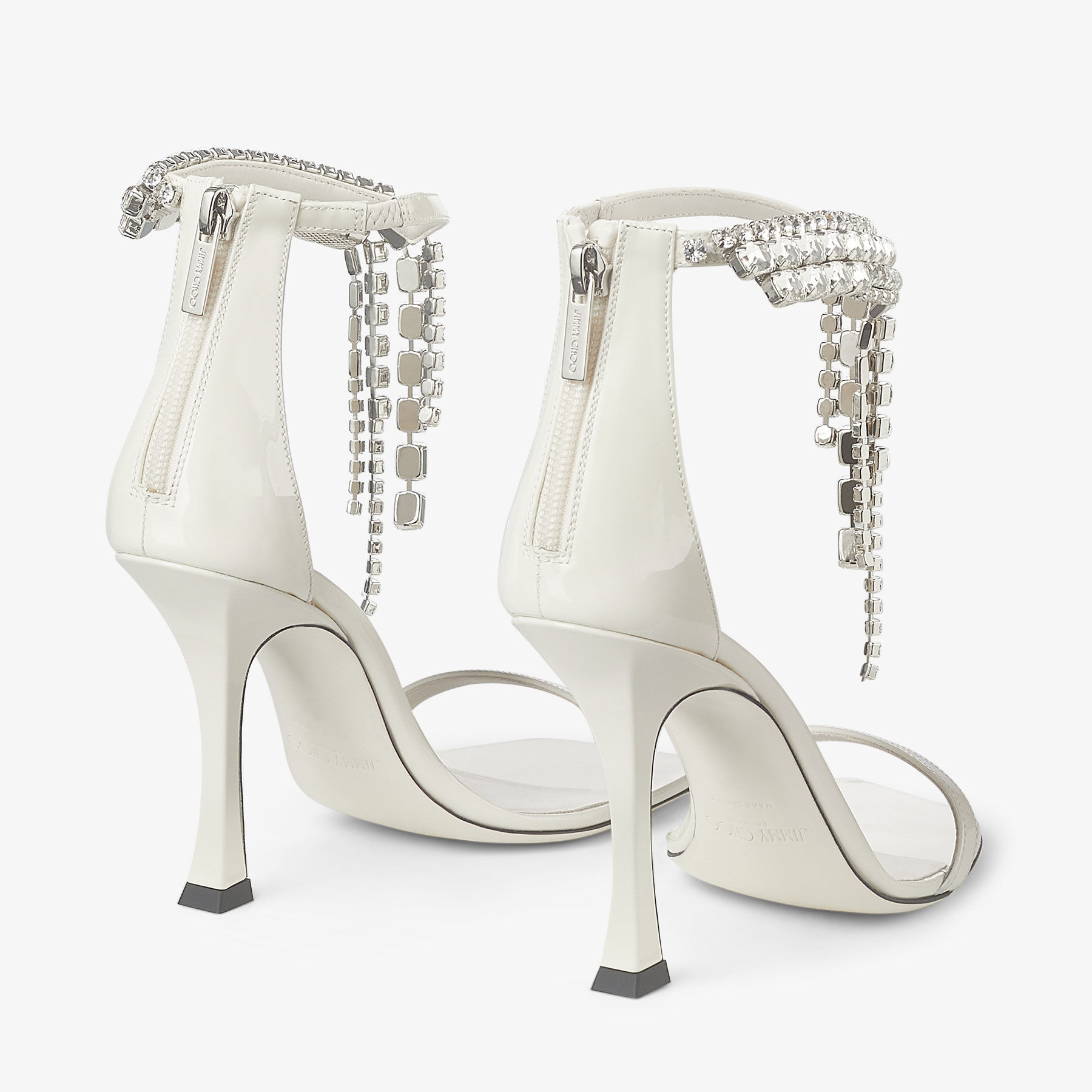 Verity Sandal 100
Latte Patent Leather Crystal Sandals - 5