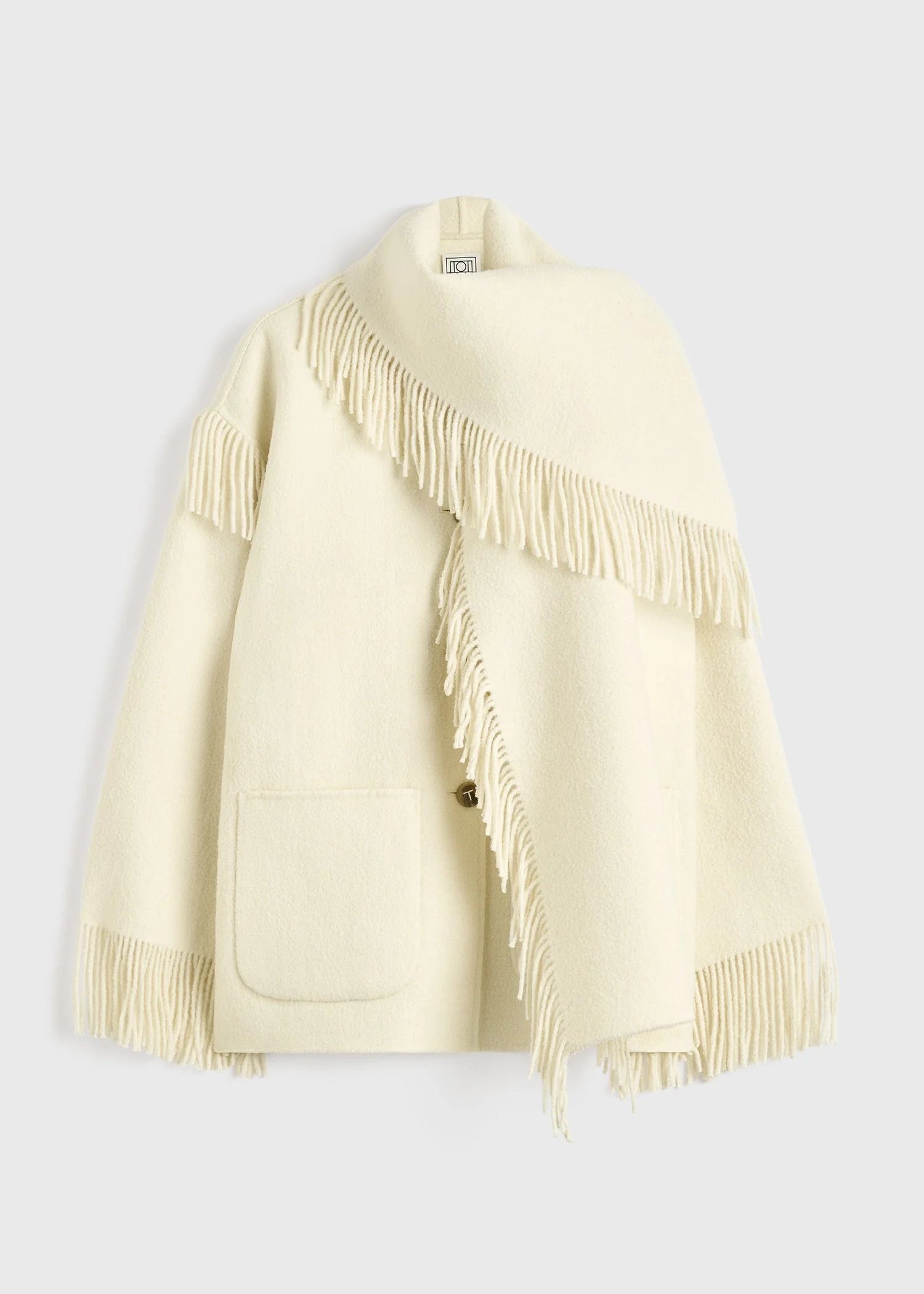 Fringed scarf jacket winter white - 1