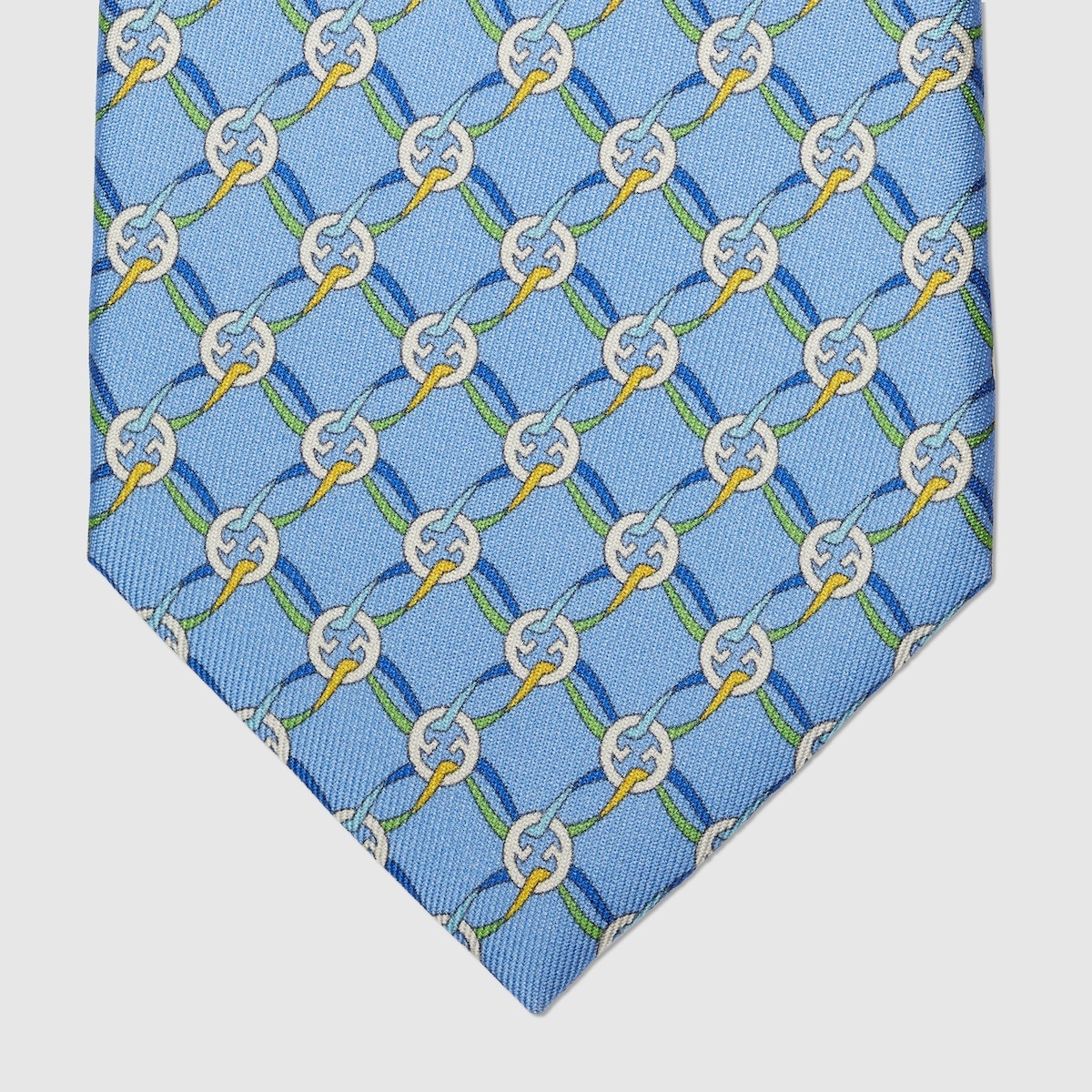 Round Interlocking G net silk tie - 4