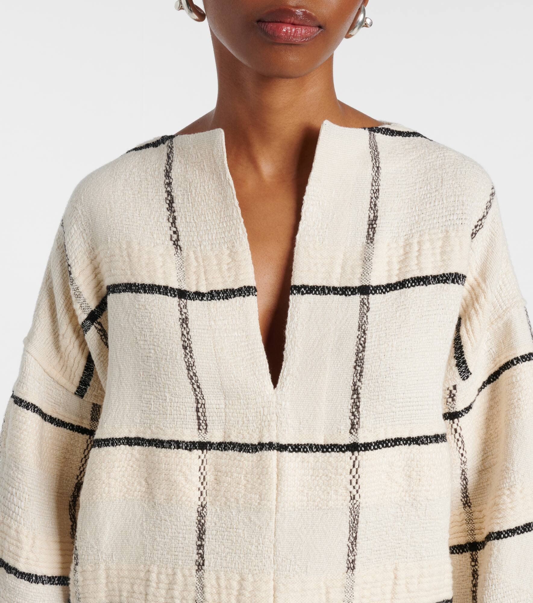 Checked cotton and linen-blend canvas tunic - 4