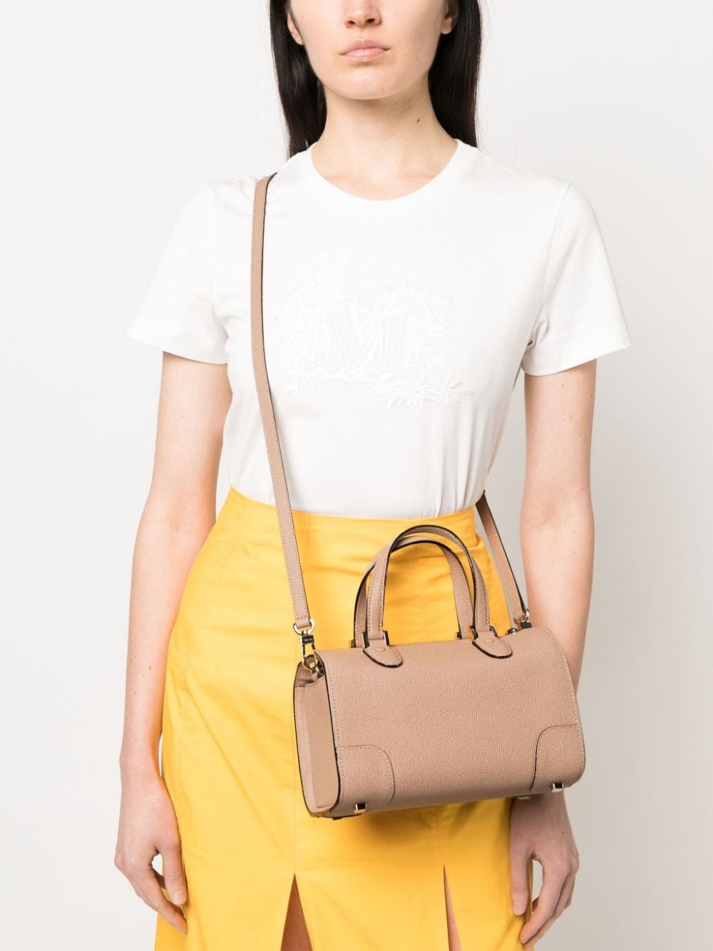 grained-texture leather tote bag - 2