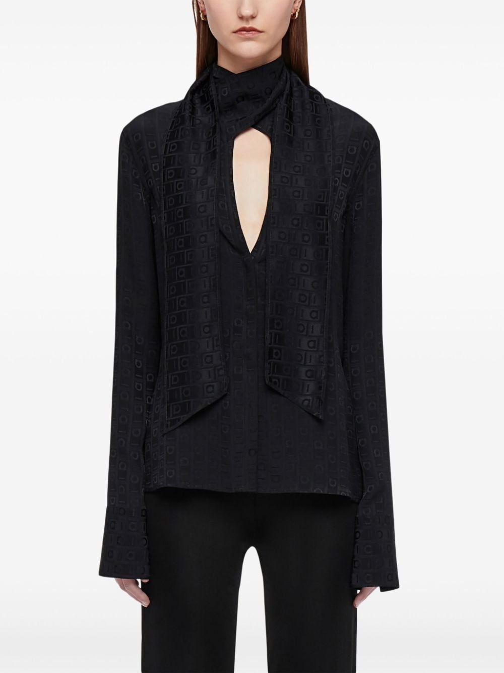 Gancini-jacquard silk blouse - 3