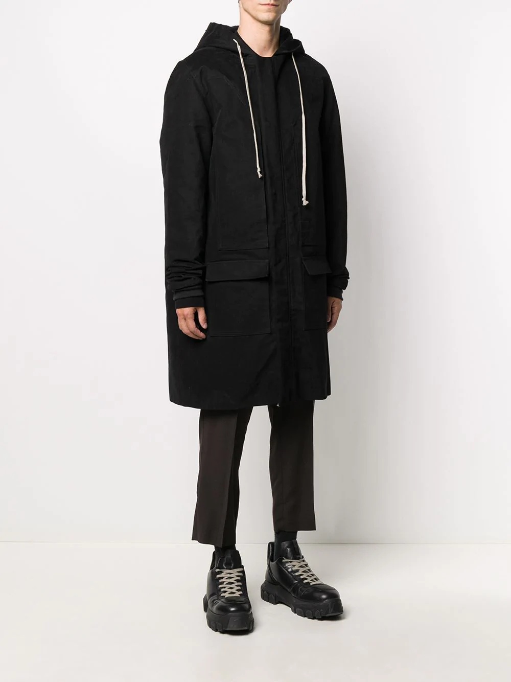 flap-pocket hooded parka  - 3