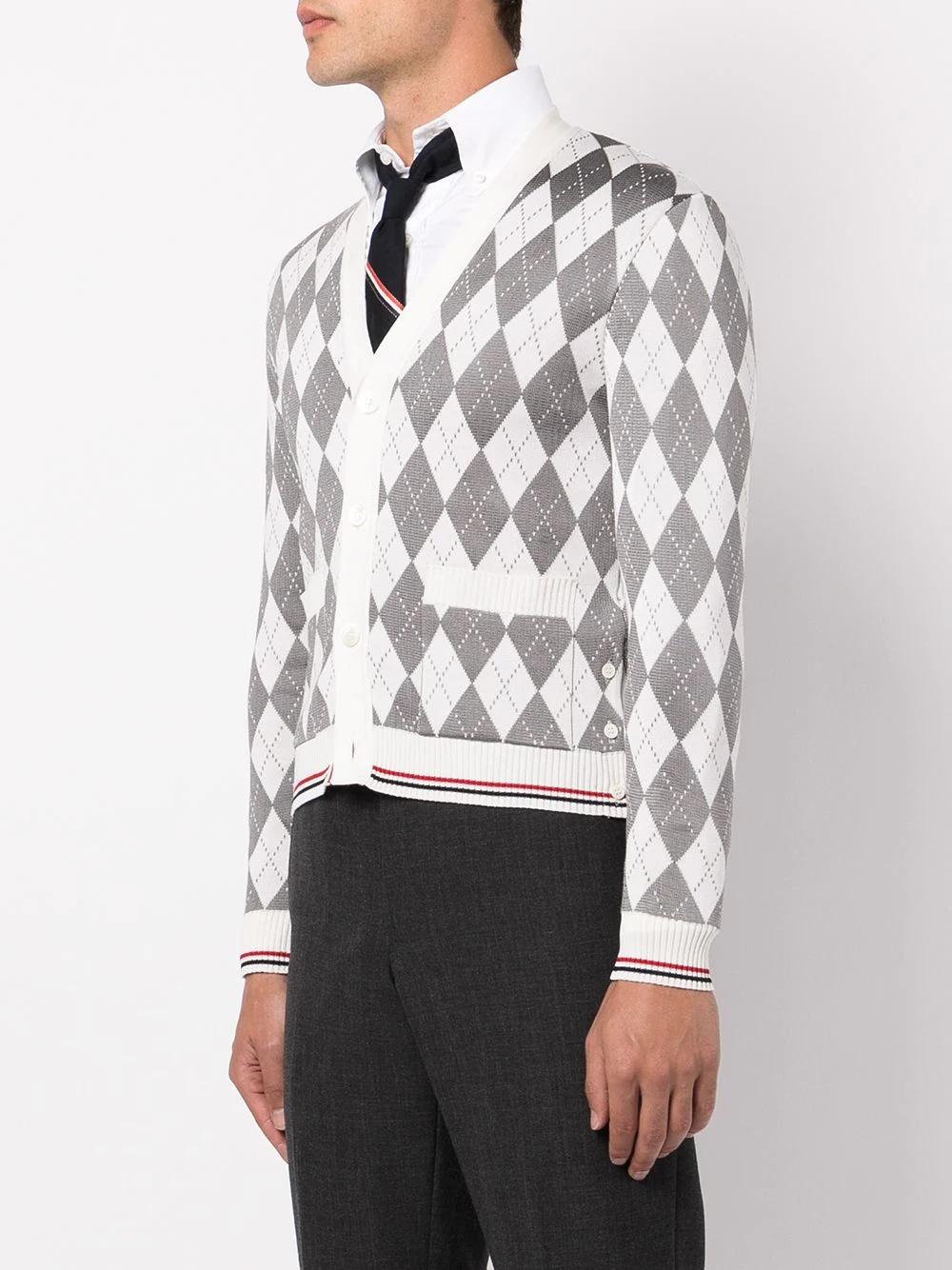 diamond-pattern RWB stripe cardigan - 3