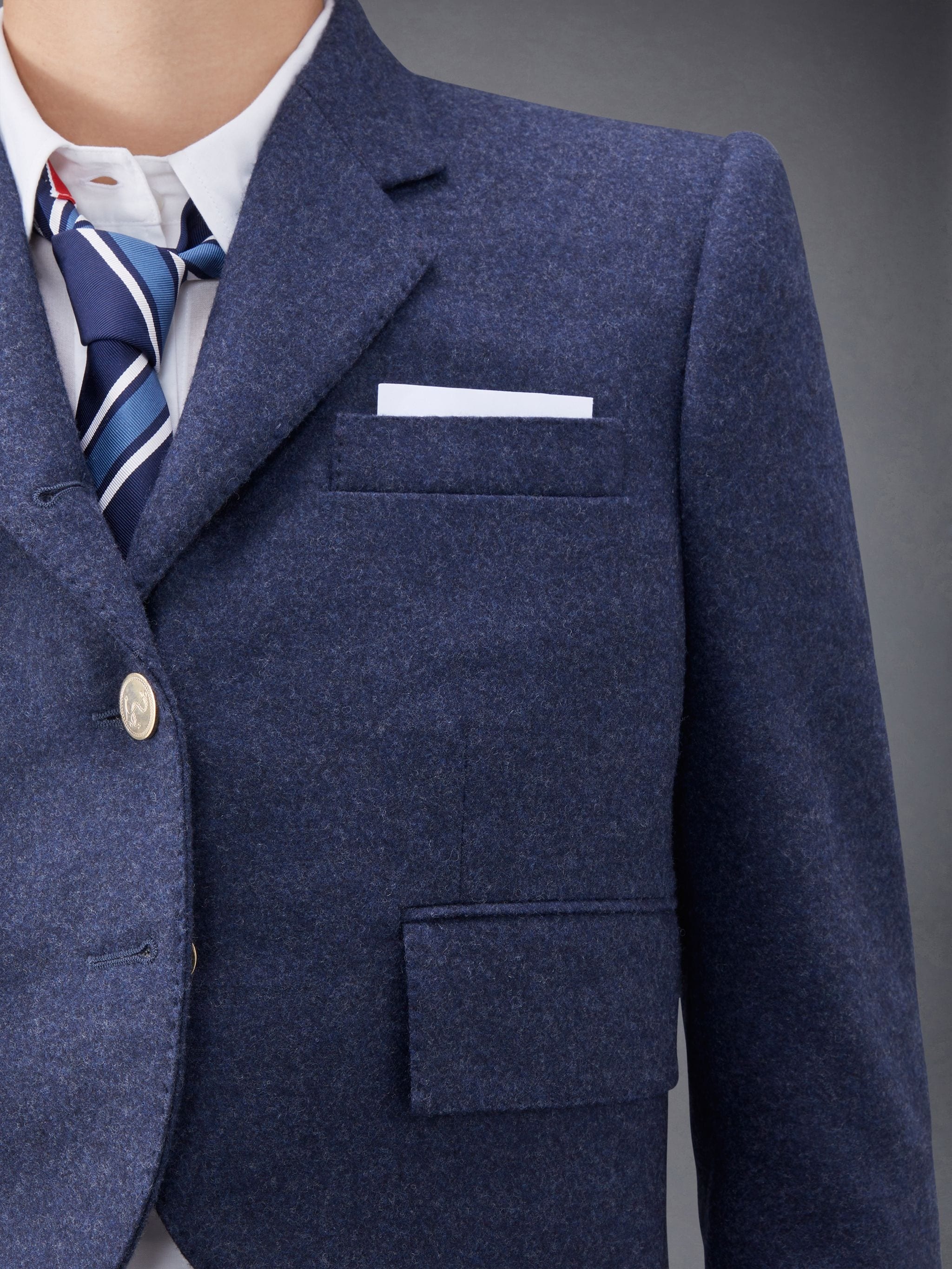 Wool Flannel Roped Shoulder Sport Coat - 7