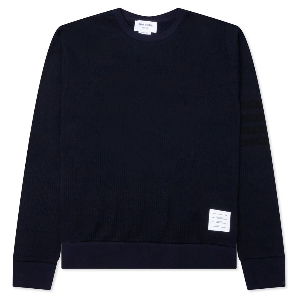 SEERSUCKER LOOPBACK 4-BAR CREW NECK SWEATSHIRT - NAVY - 1