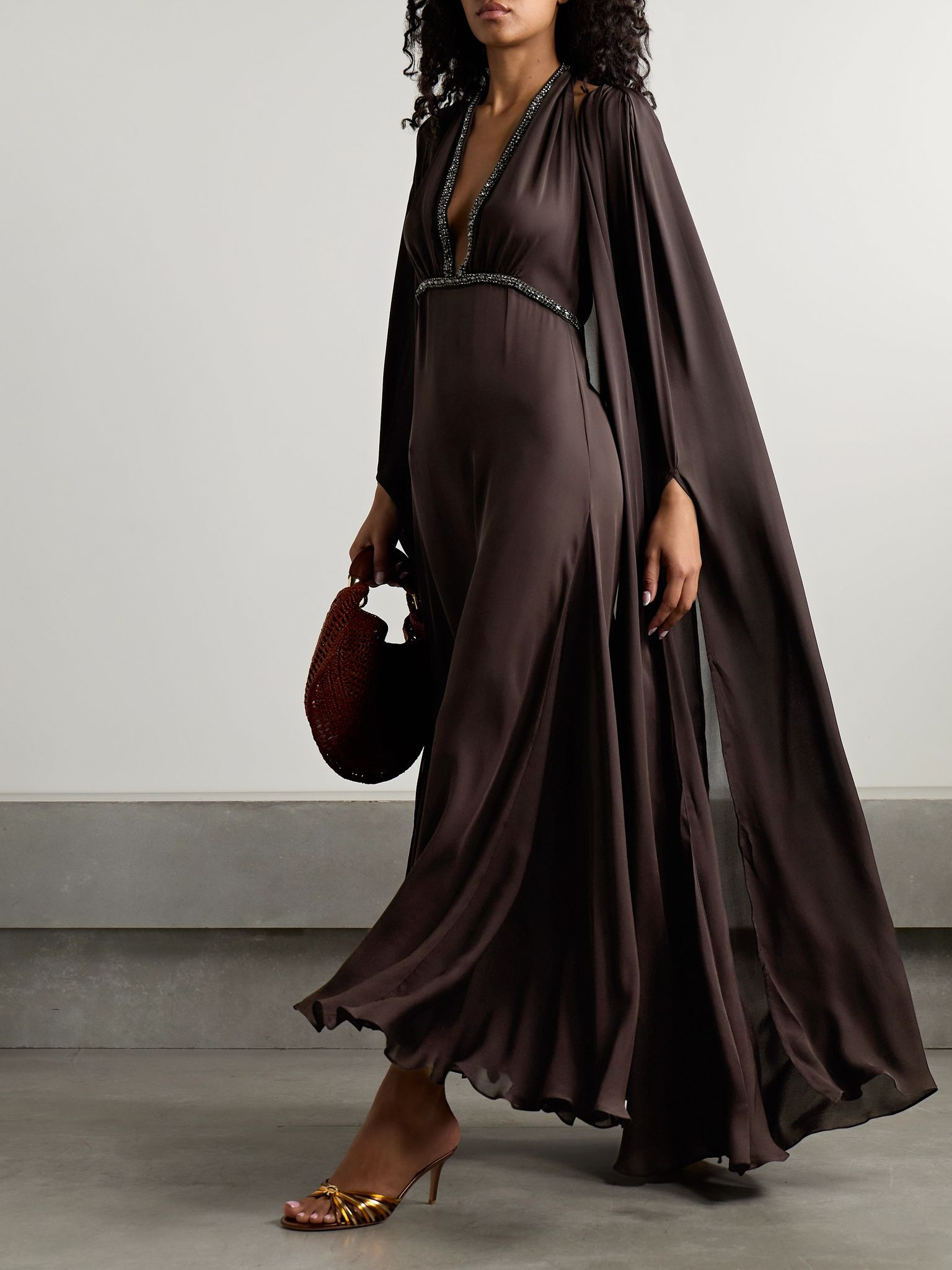 New Destiny silk-georgette cape Brown - 2