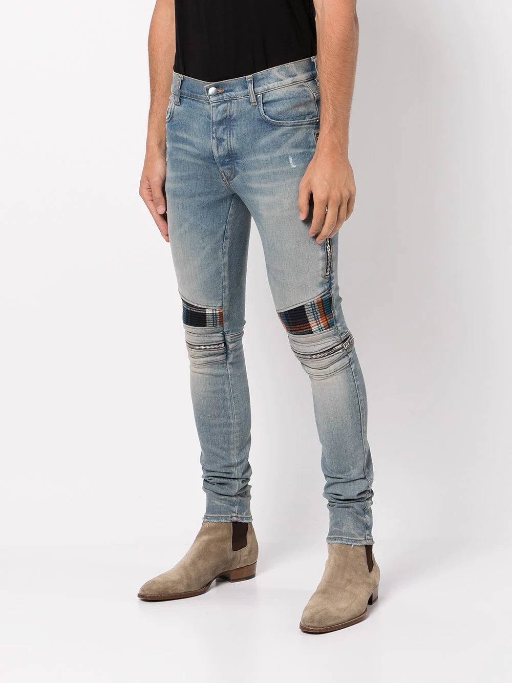 mid-rise contrasting-panel skinny jeans - 3