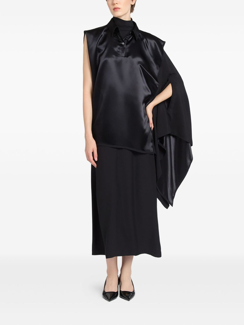 Ports 1961 satin-paneled draped midi dress outlook