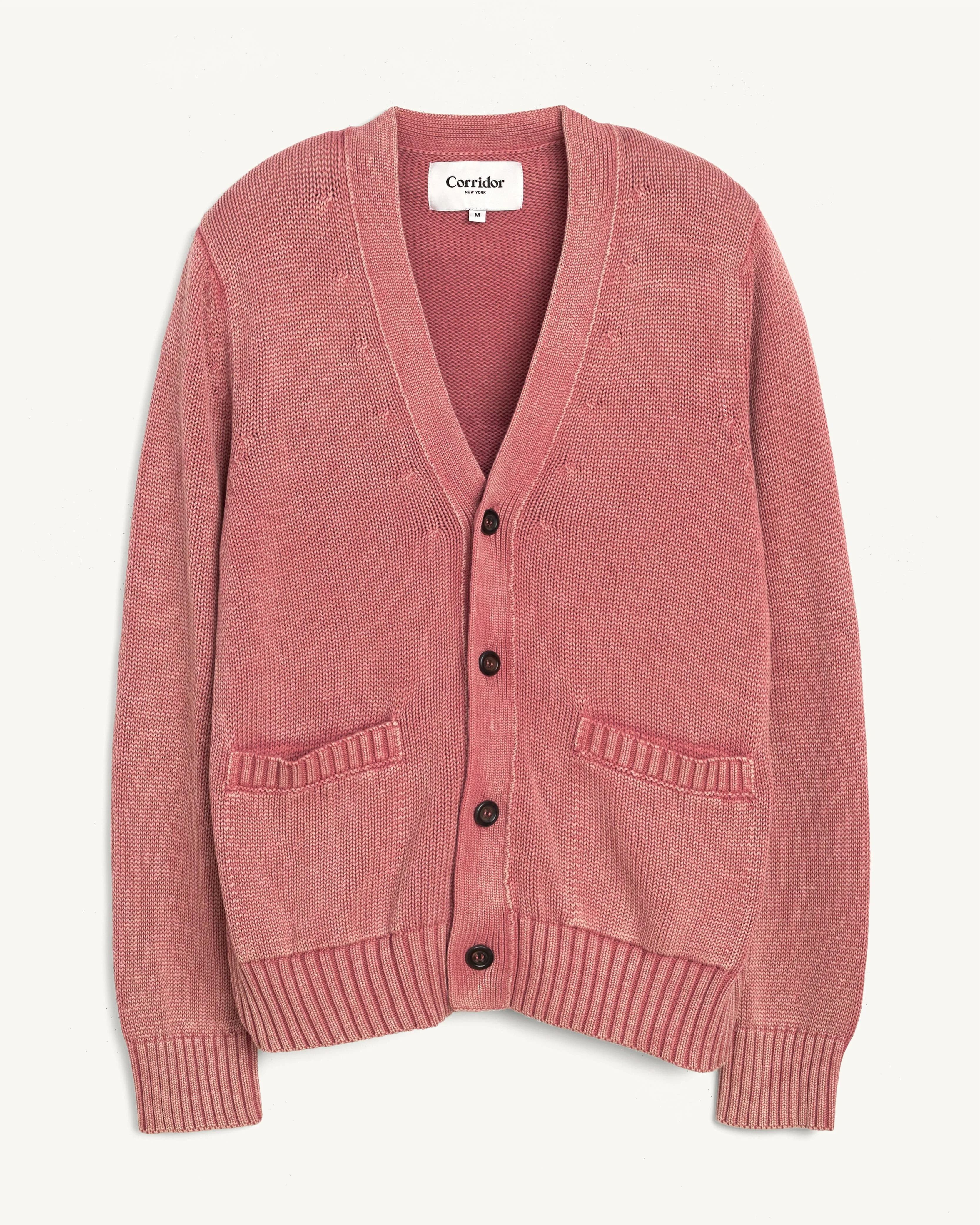 ACID WASH CARDIGAN - RED - 1