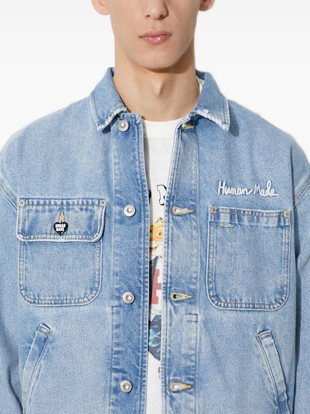 embroidered denim jacket - 4