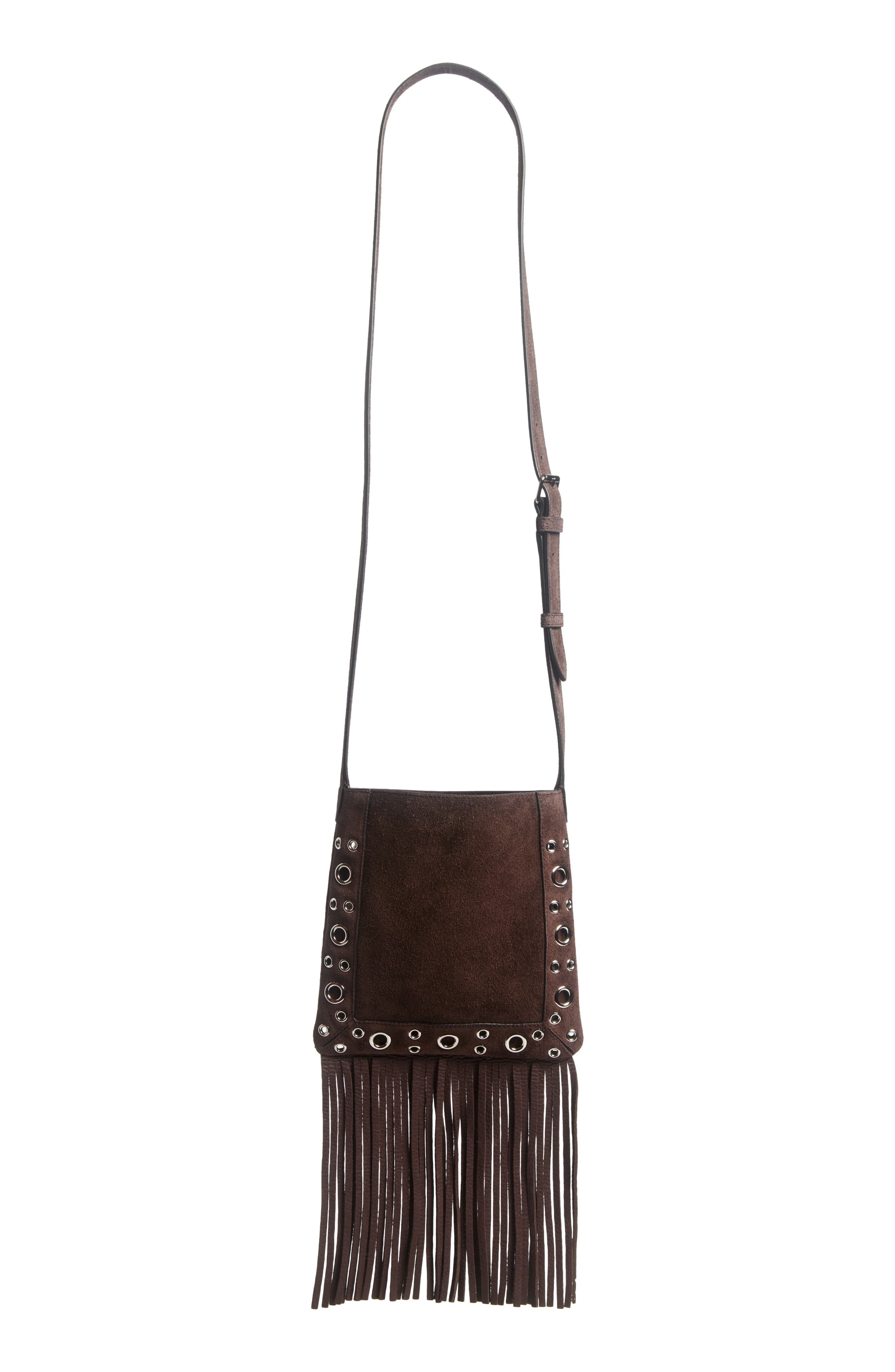 Valentino Garavani Small Nellcôte Fringe Stud Suede Crossbody Bag in Brown at Nordstrom - 5