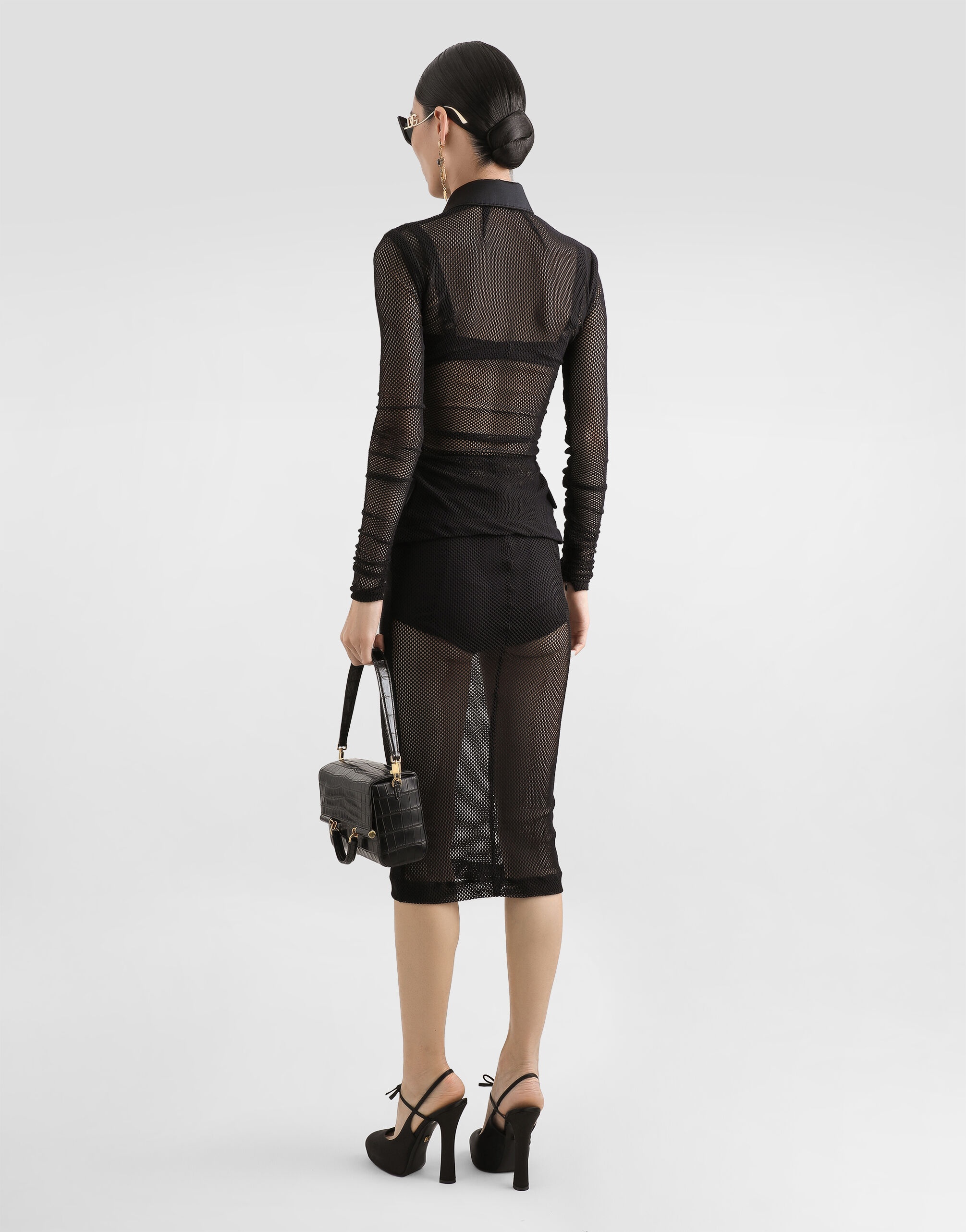 Mesh calf-length skirt - 3