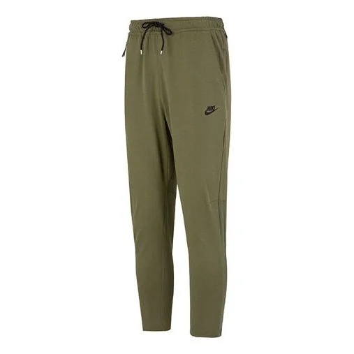 Men's Nike Solid Color Logo Training Fleece Bundle Feet Sports Pants/Trousers/Joggers Military Green - 1