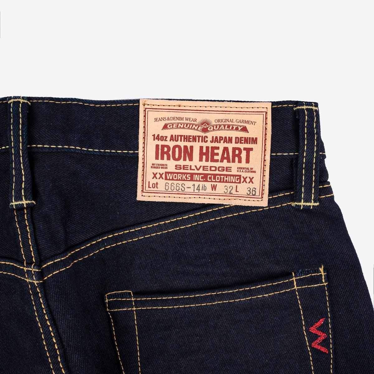 IH-666S-142ib-c 14oz Selvedge Denim Slim Straight Cut Jeans - Indigo/Black - 7