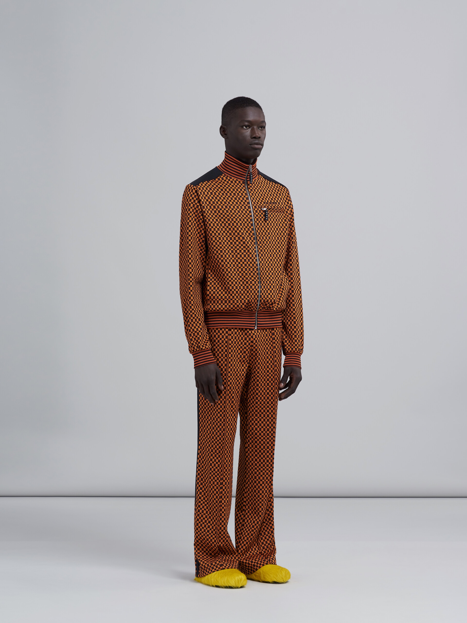 CHECK JACQUARD JERSEY TRACK TROUSERS - 5