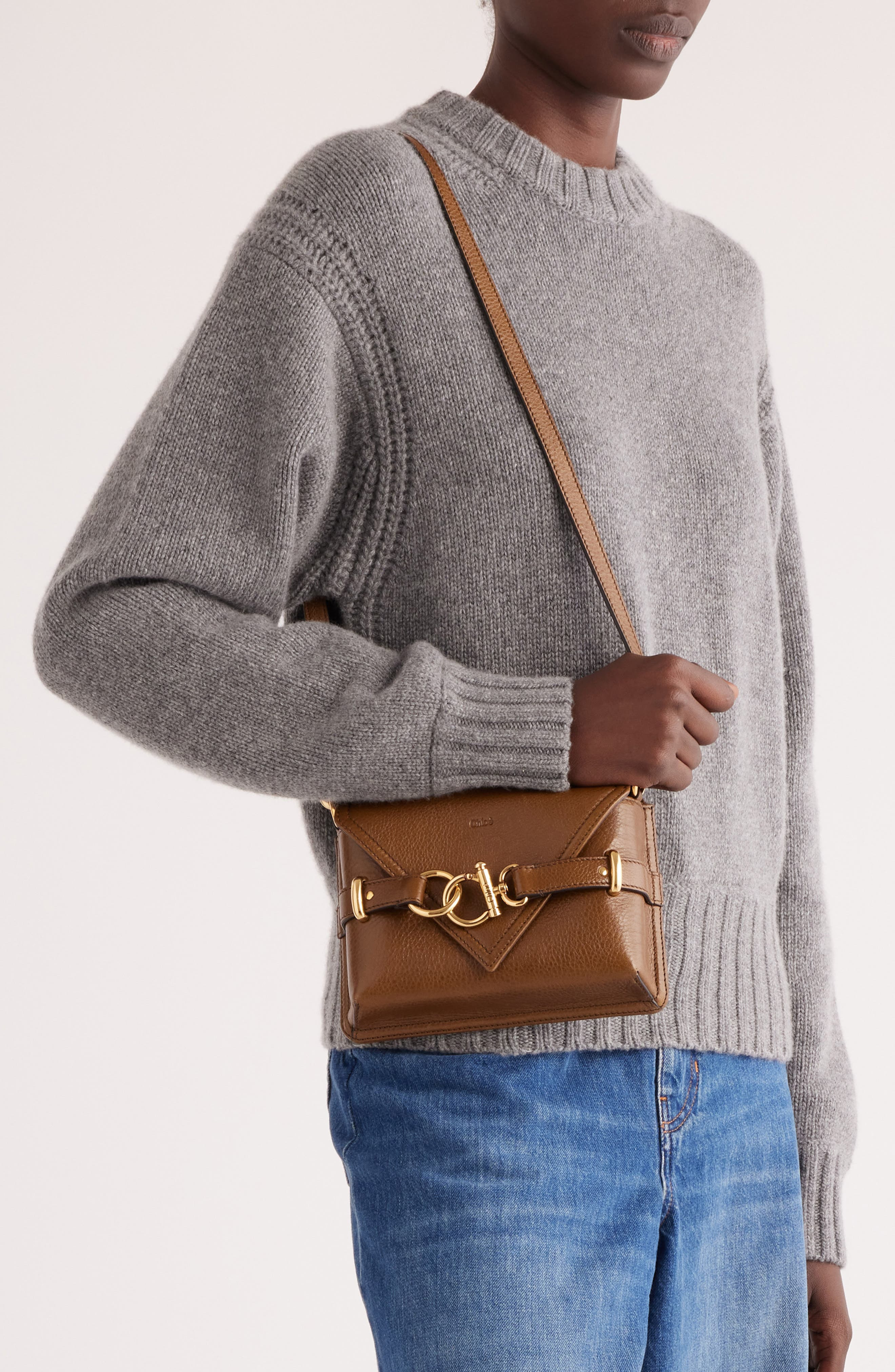 Chloé Mini Cape Leather Crossbody Bag in Dark Khaki 20V at Nordstrom - 3