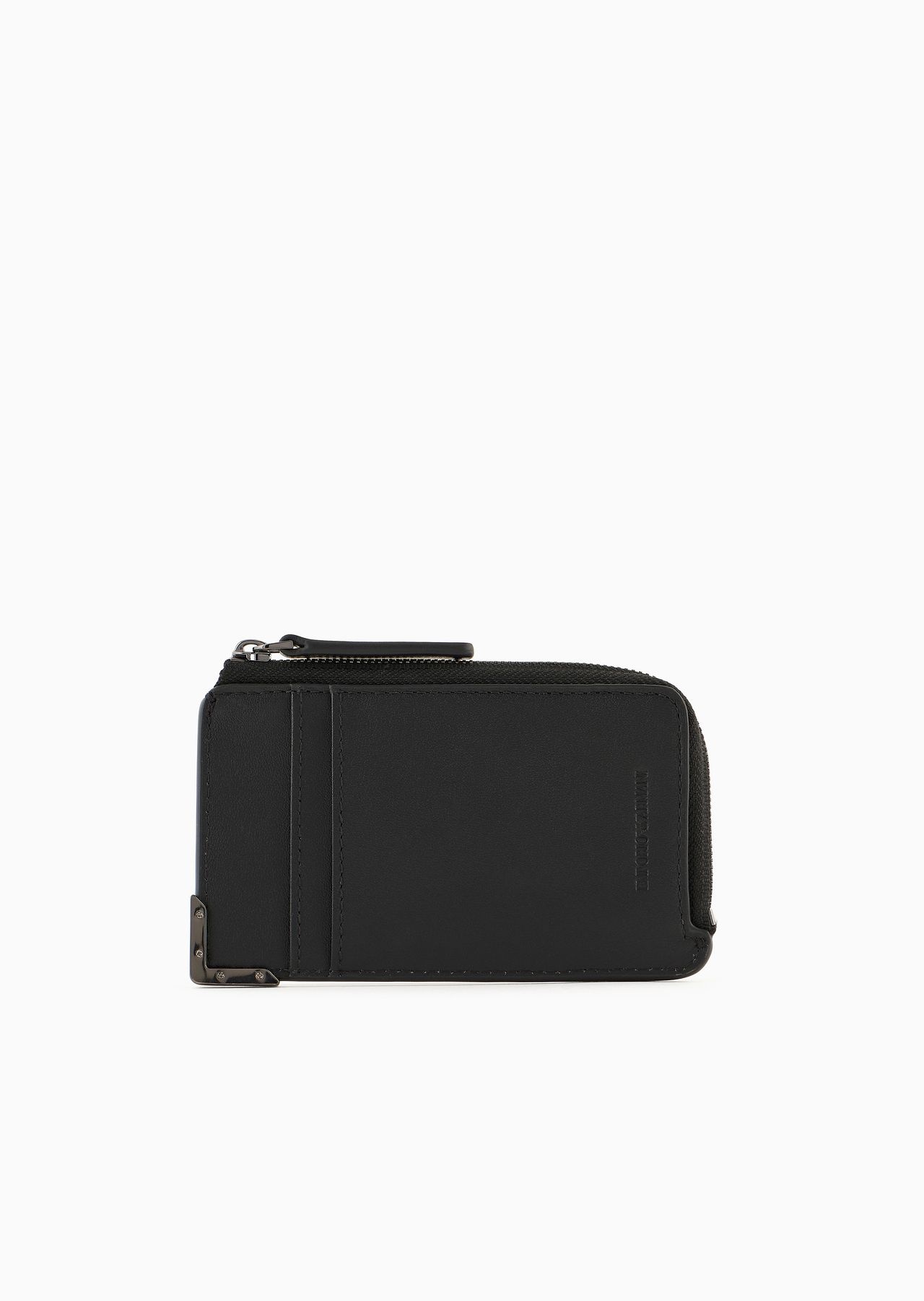 Leather zipped card holder with all-over embossed pattern - 2