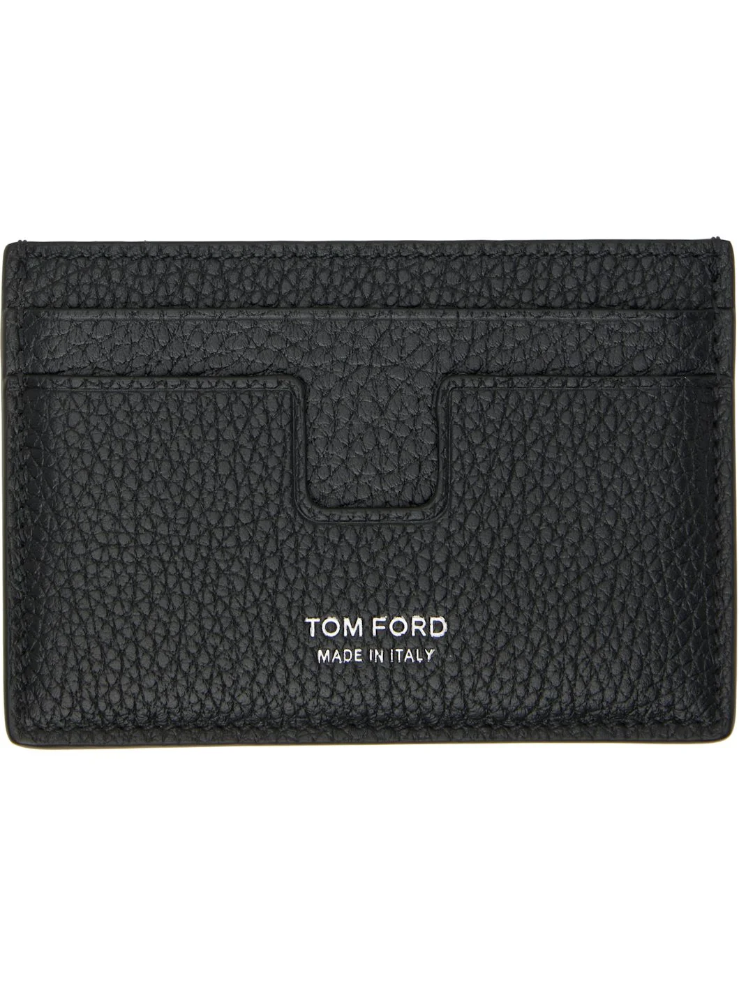 Black Grain Leather Classic Card Holder - 1