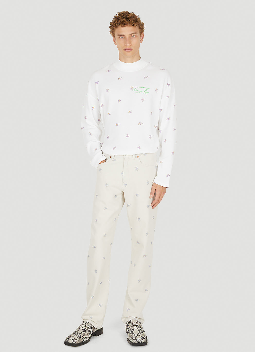 Martine Rose Men Relaxed Floral Print Jeans - 2