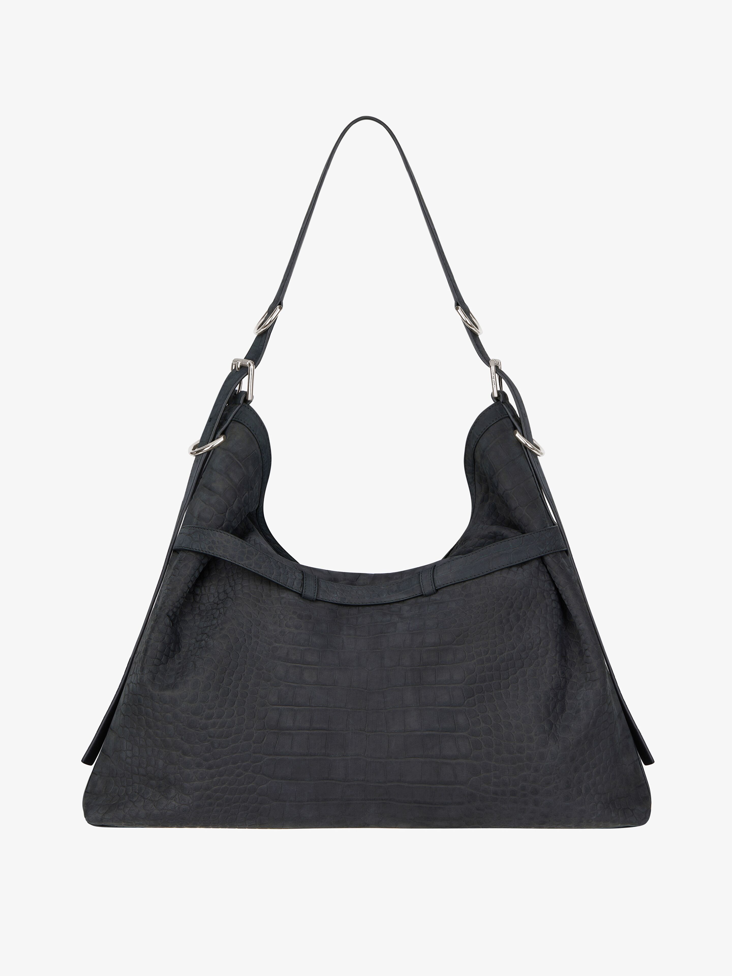 LARGE VOYOU BAG IN CROCODILE EFFECT SUEDE - 4