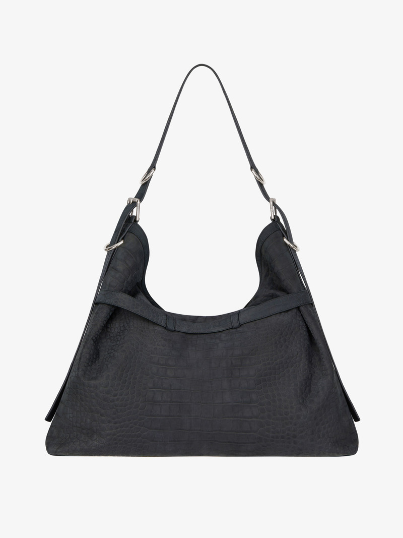 LARGE VOYOU BAG IN CROCODILE EFFECT SUEDE 4