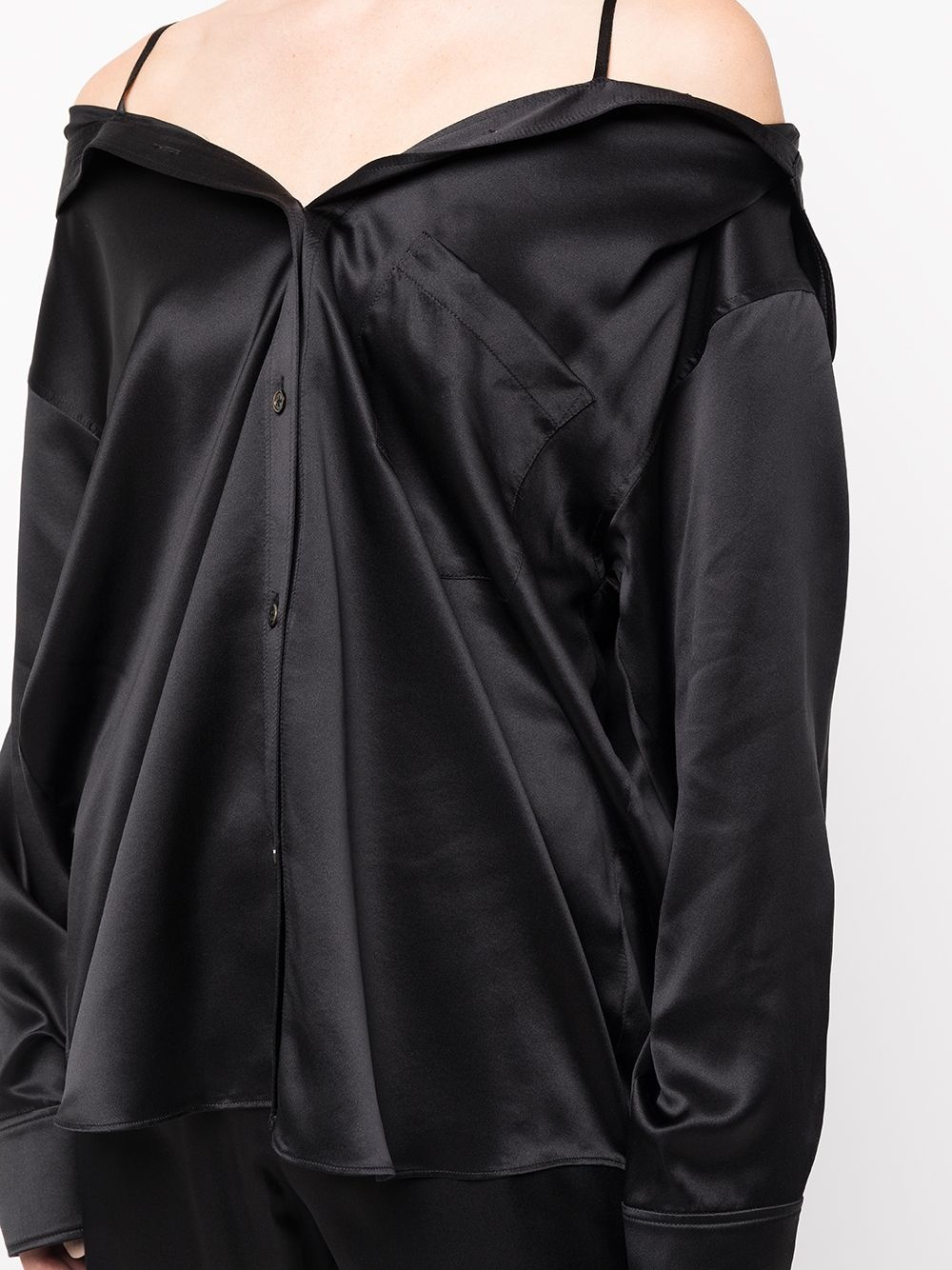 off-shoulder satin shirt - 5