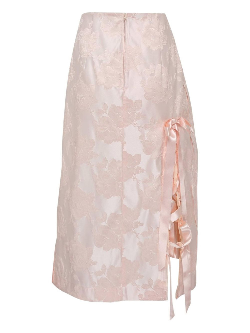 Simone Rocha Unraveling bow-detail brocade midi skirt outlook