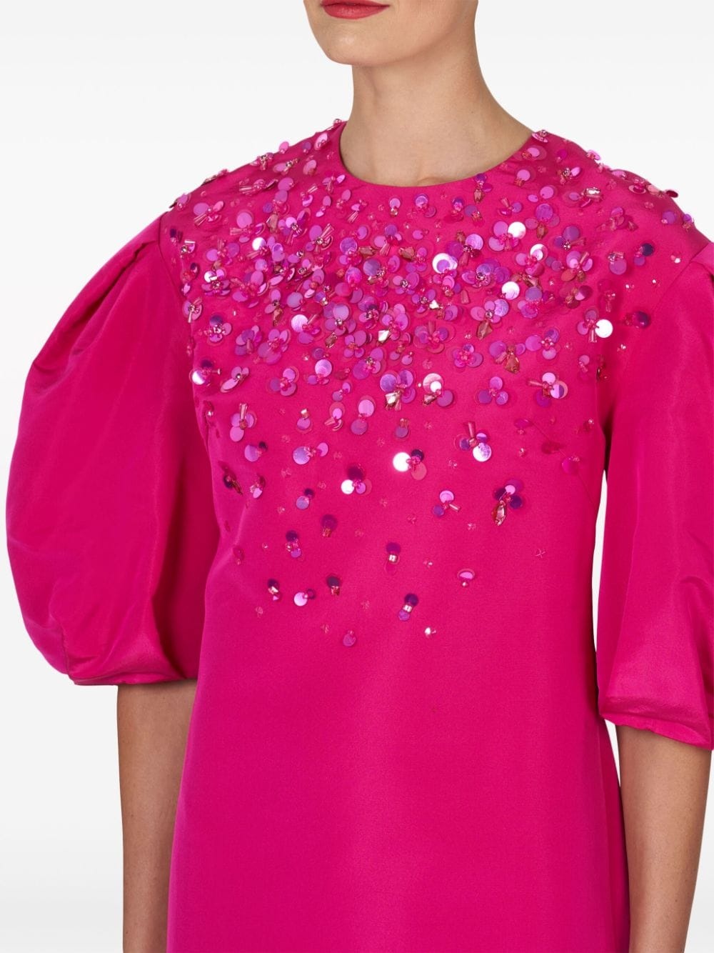 sequin-embellished puff-sleeve shift minidress - 4