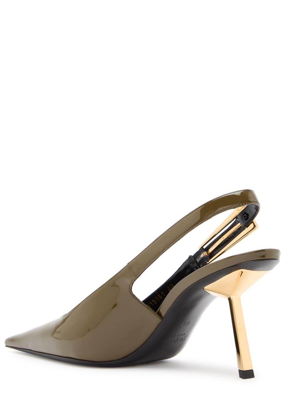 Saint Laurent Lee 75 Patent Leather Slingback Pumps - 2
