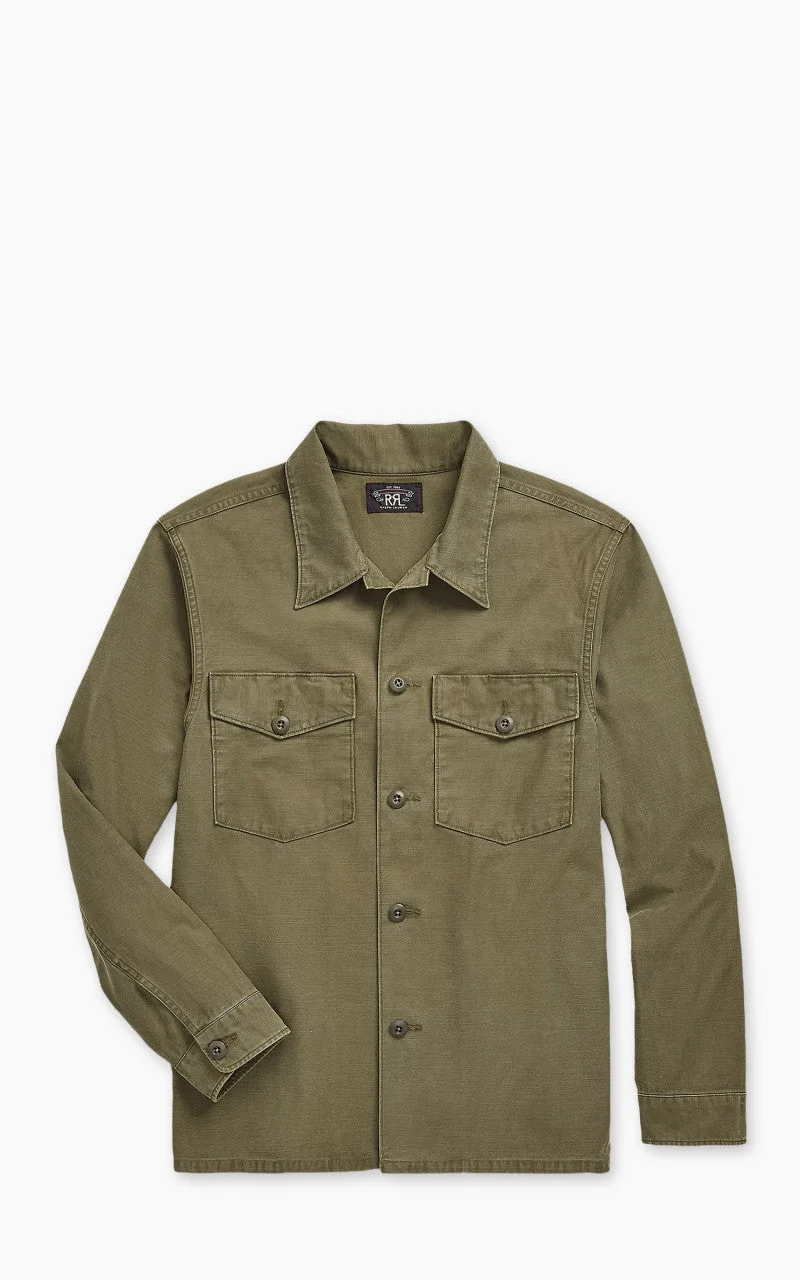 RRL REGIMENT REVERSE SATEEN OVERSHIRT OLIVE - 1
