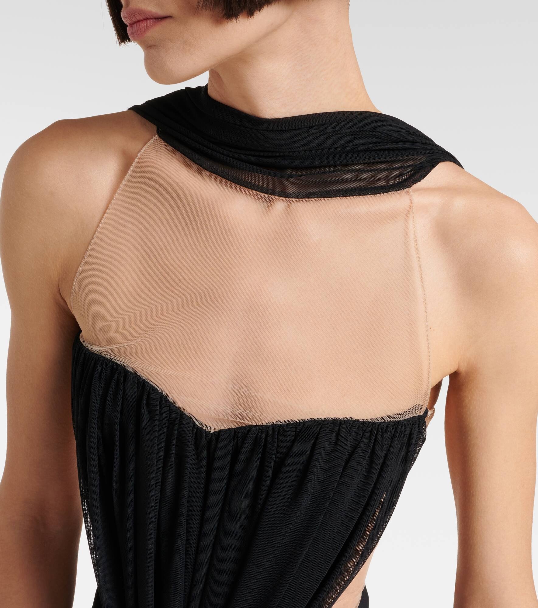Scarf-detail ruched minidress - 4