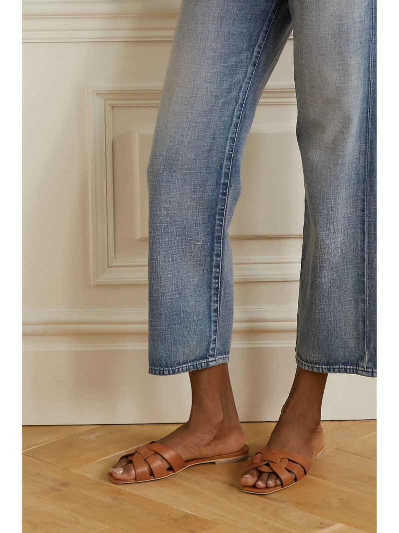 SAINT LAURENT Tribute Woven Leather Slides outlook