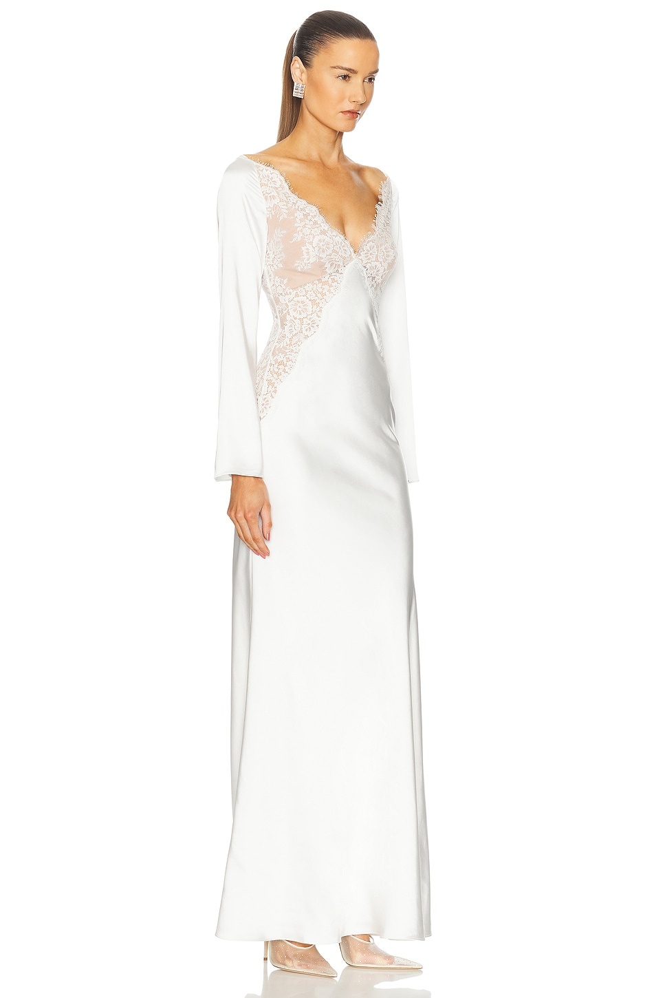 x Christopher Kane Lace Satin Long Sleeve Maxi Dress - 2
