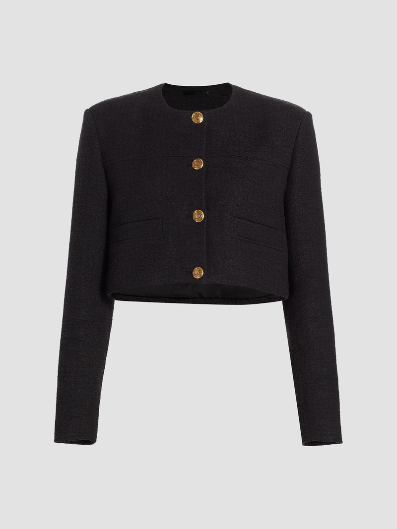 Women's Pia Cotton-Blend Tweed Crop Jacket - Black 1