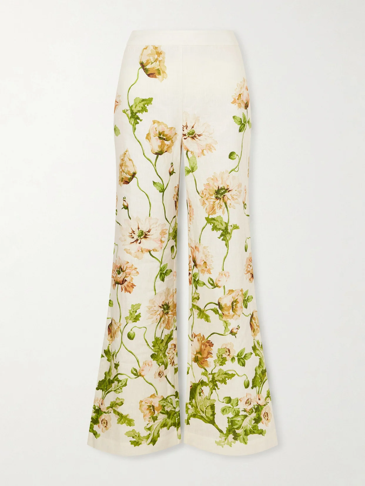Floral-print Linen Wide-leg Pants - 1