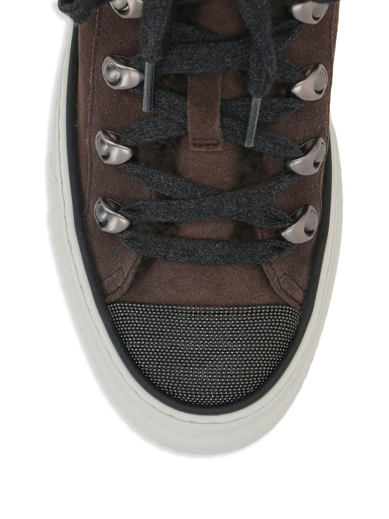 shearling-trim lace-up sneakers 4