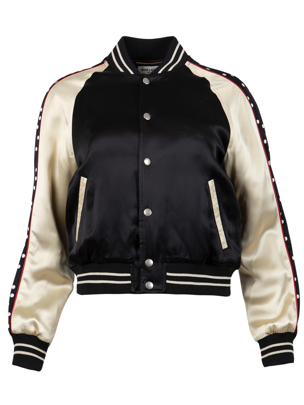 Satin Striped Teddy Jacket Black - 1