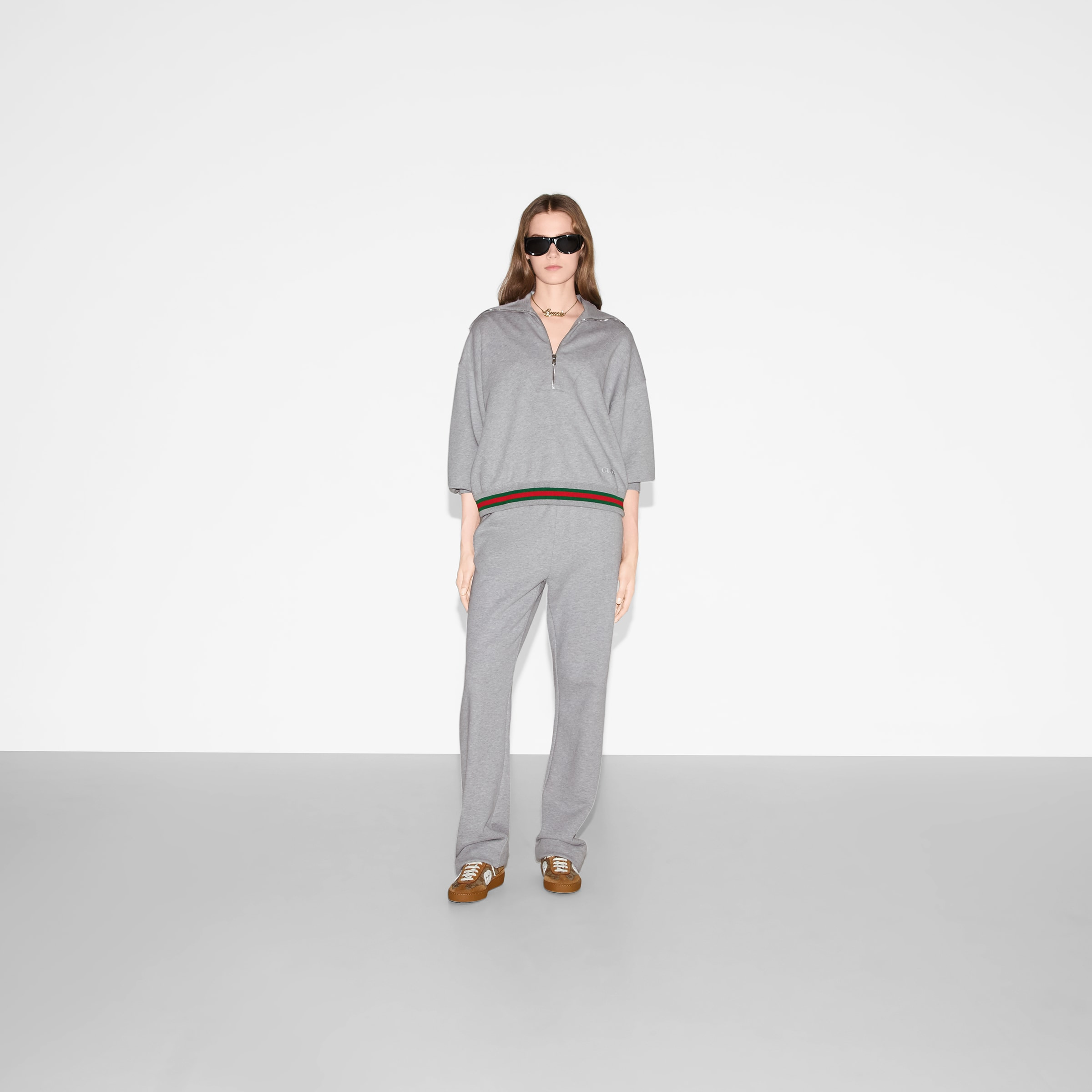 Cotton jersey sweatshirt with Web - 2