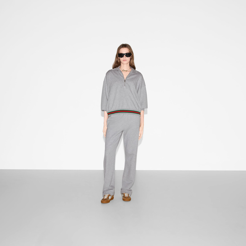 GUCCI Cotton jersey sweatshirt with Web outlook