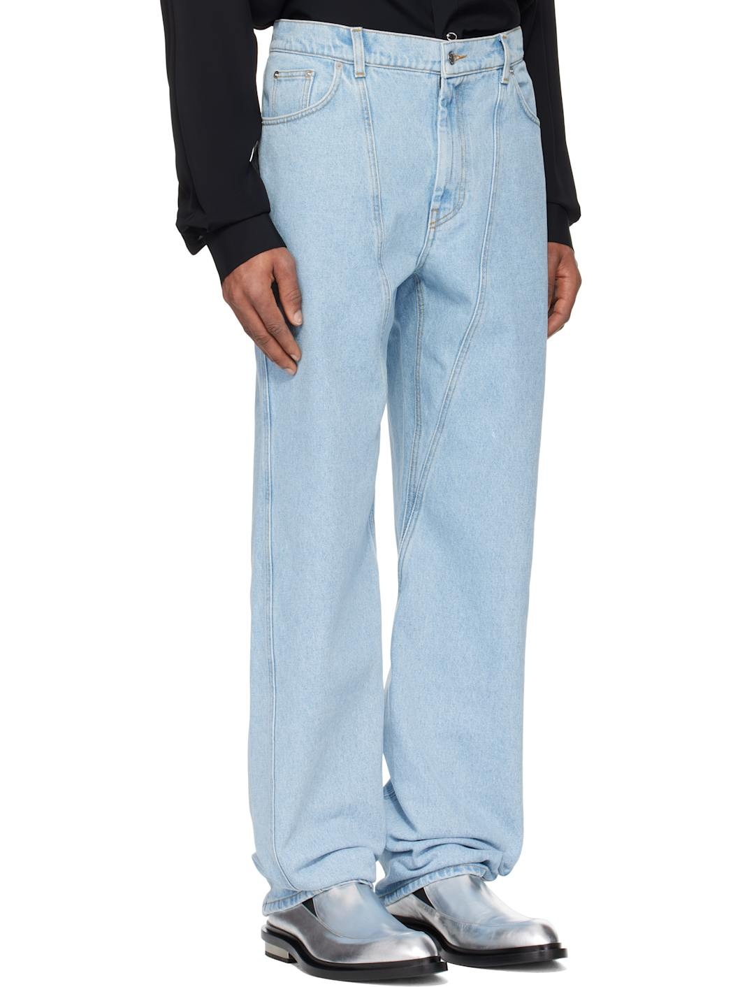 Blue Straight Leg Jeans - 2