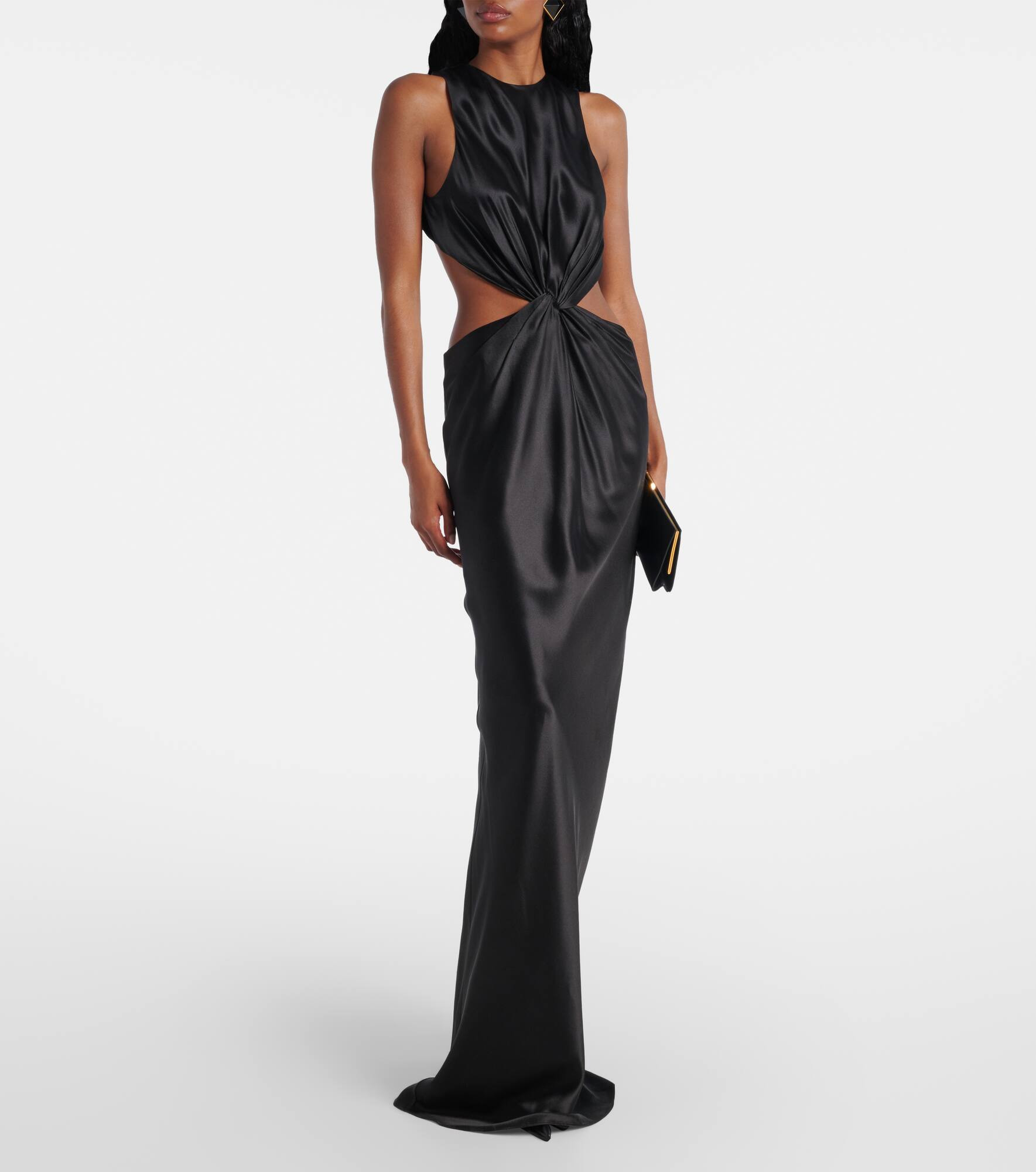 Cutout gathered silk gown - 2