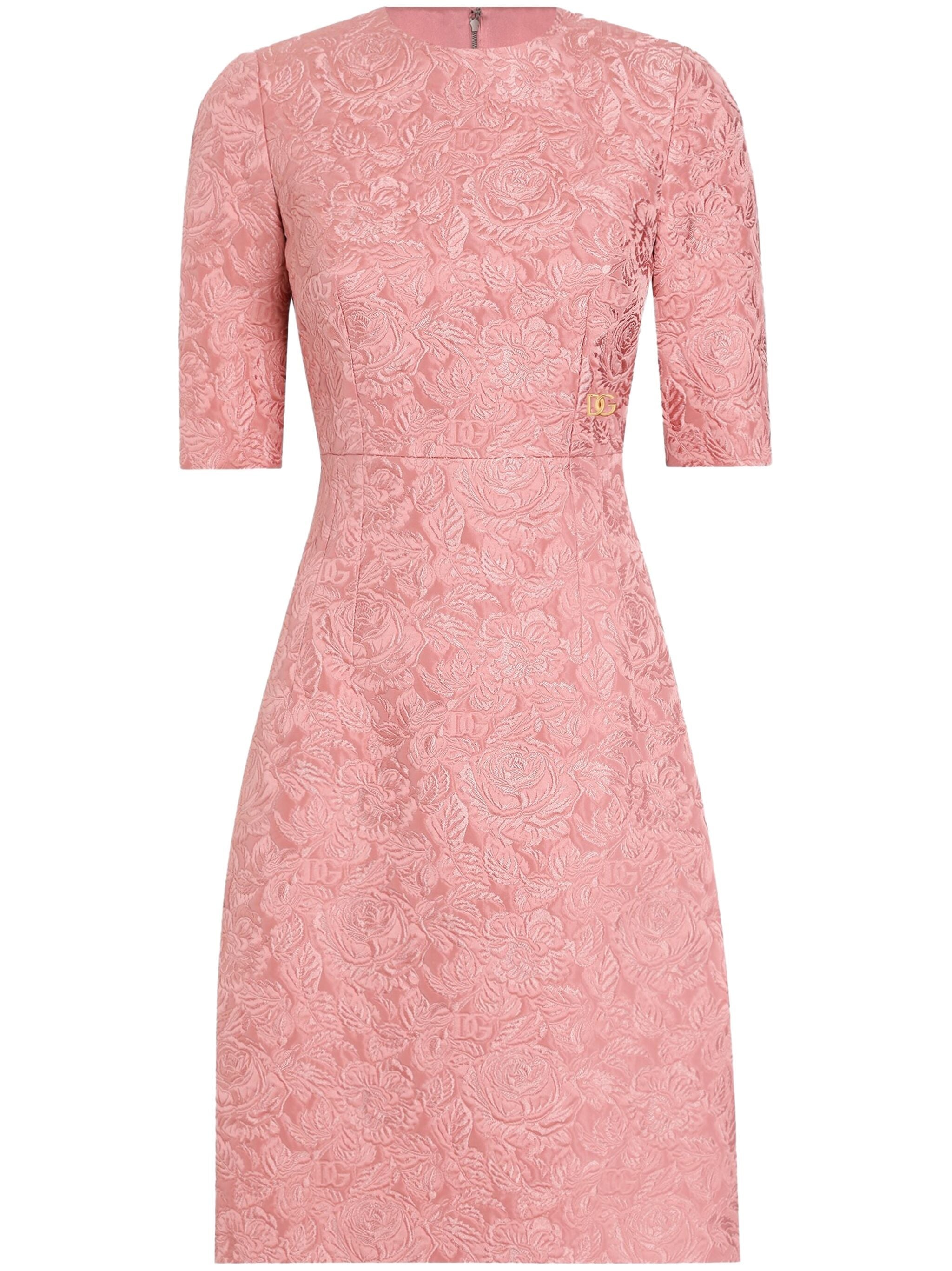 Floral-jacquard Midi Dress - 1