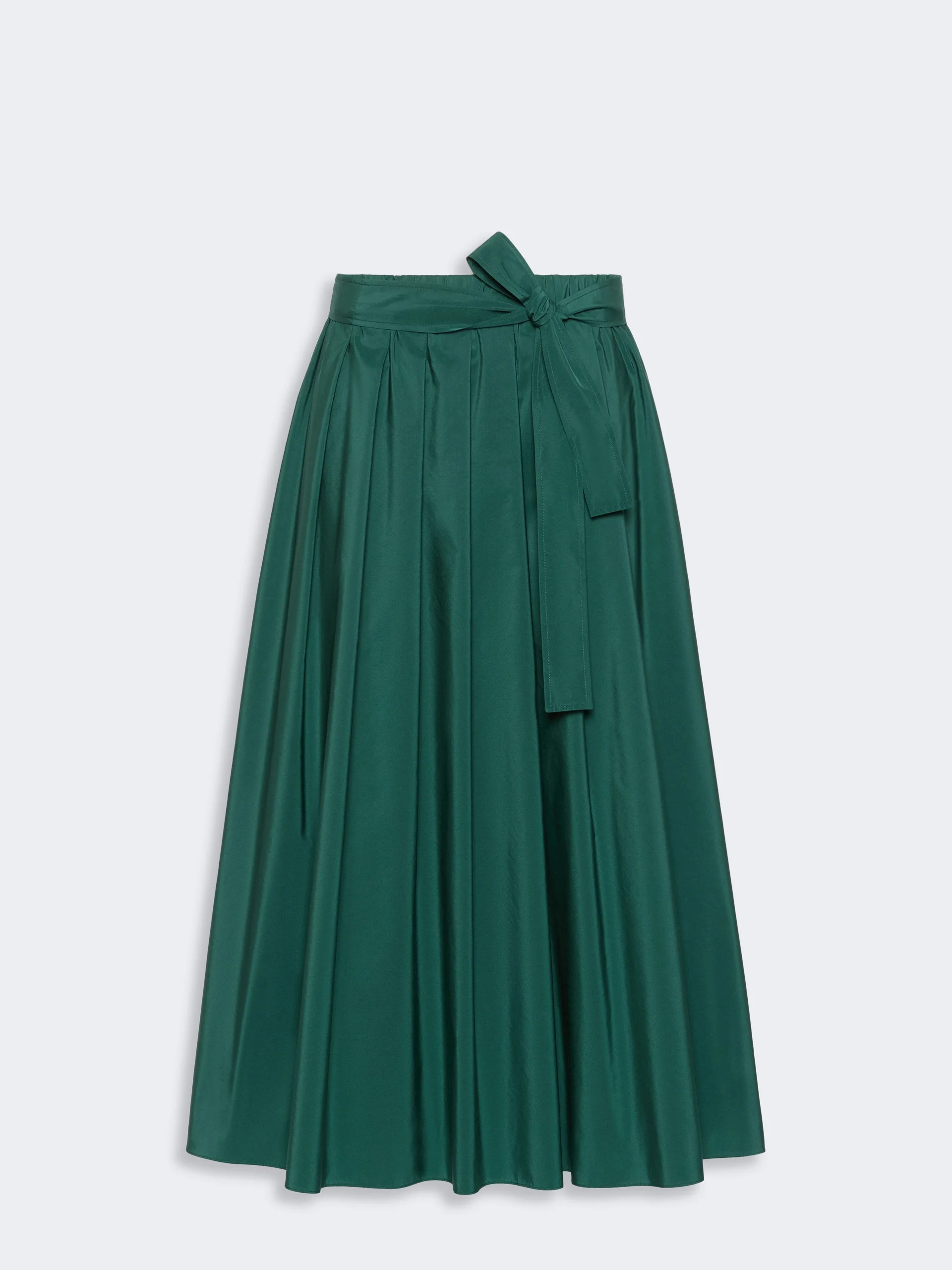 ALPACA Long cotton-blend taffeta skirt - DARK GREEN - 1