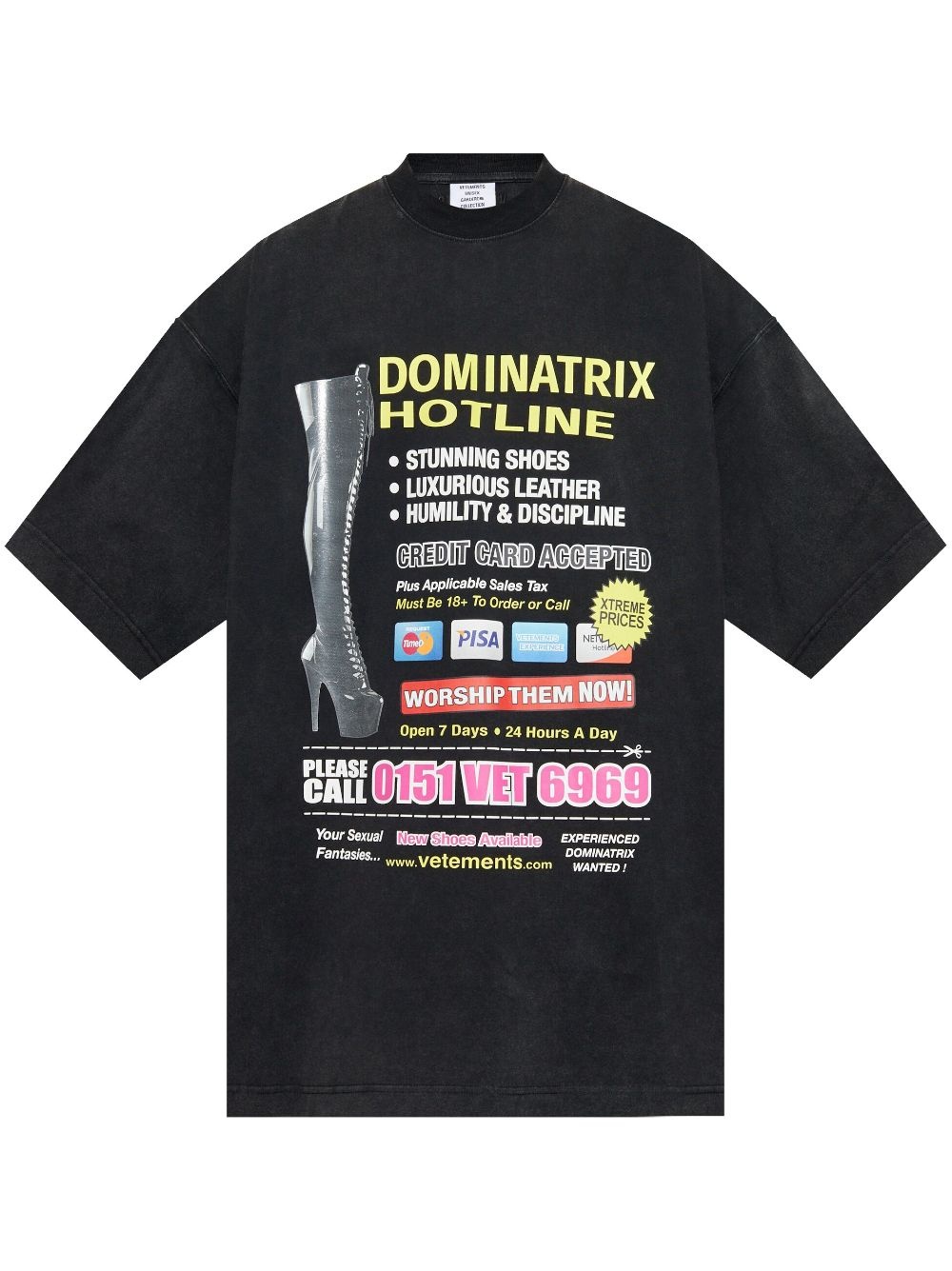 VETEMENTS - Unisex Dominatrix Hotline Oversized T-shirt - 5