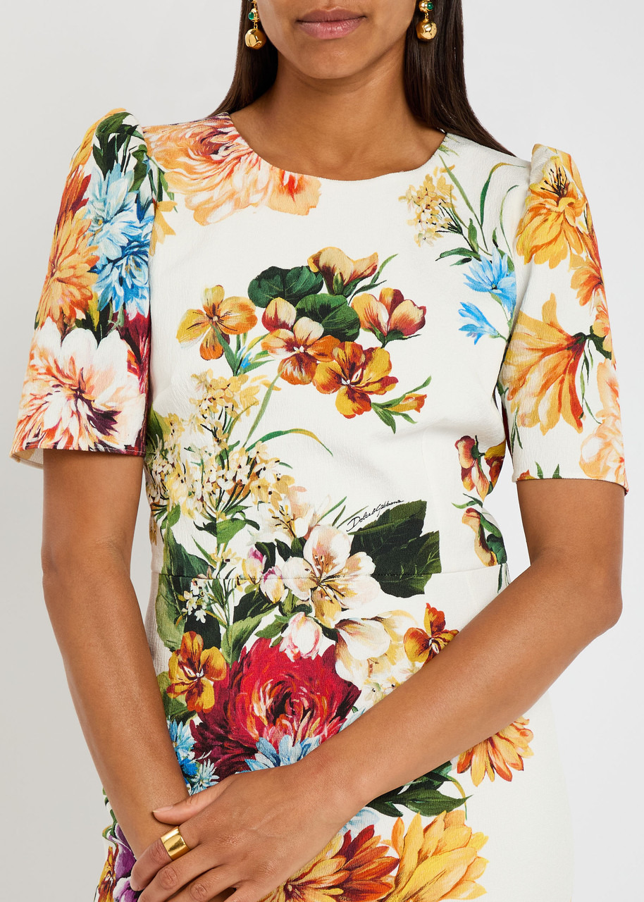 Dolce & Gabbana Floral-print Textured Cotton-blend Midi Dress - 4