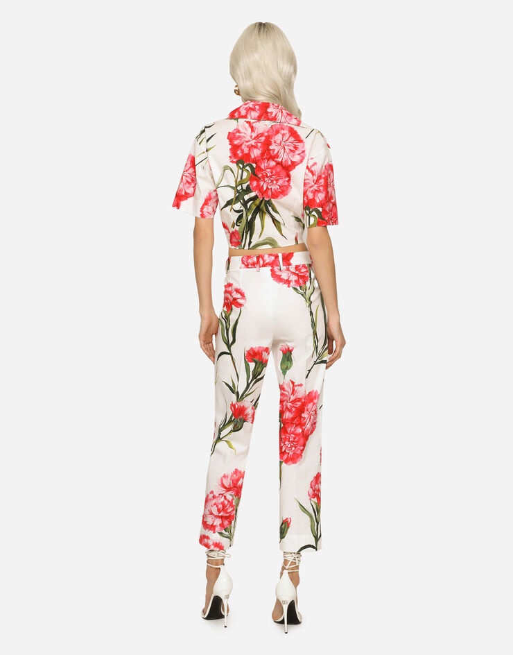 Carnation-print poplin pants - 3
